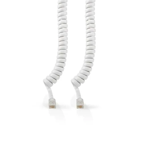 Nedis Telefonkabel | RJ10 Stecker | RJ10 Stecker | 2.00 m | Kabeldesign: Aufgerollt | Kabeltyp: RJ10 | Weiss