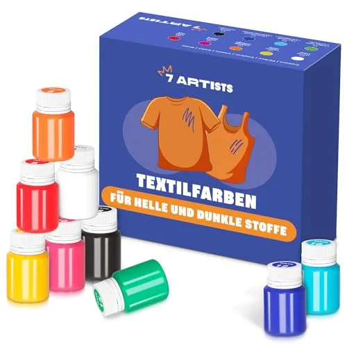 Artists Textilfarbe Waschmaschinenfest Set – 9 x 20 ml Stoffmalfarben Waschfest für Kleidung, Sneaker & Leder | Permanent Textilfarbe ohne Bügeln | Stofffarbe für T-Shirt, Jeans & Taschen 7