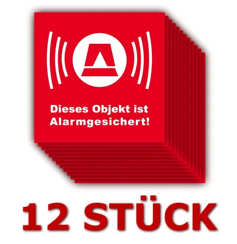 Produktbild X Aufkleber Alarmgesichert Alarmaufkleber Alarm Videoüberwacht rot 5 x 5 cm 12