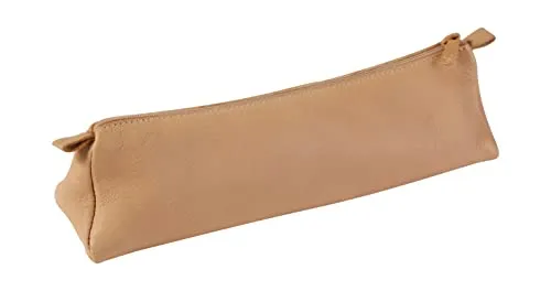 Clairefontaine 8302C Schlampermäppchen - Echtes Leder, 21 x 6 x 6 cm, robust und ideal für unterwegs, aus hochwertigem Naturleder