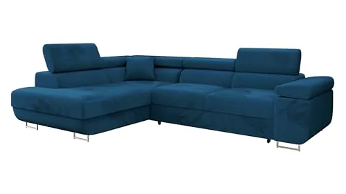 Mirjan24 Ecksofa Torezio mit Bettkasten - Ecksofa mit Schlaffunktion und Bettkasten, ideal für Wohnzimmer. Mit einstellbaren Kopfstützen und großzügiger Schlaffläche von 198 x 125 cm für erholsame Nächte.