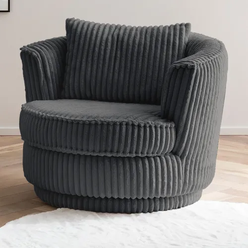 Produktbild Furn.Design Big-Sessel Comfy, Grau Mega-Cord, 360° drehbar