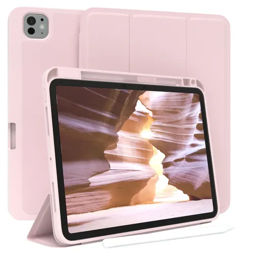 Schutzhülle für Apple iPad Pro 11 (2025) Smartcase Touchpen Halterung Hell Pink