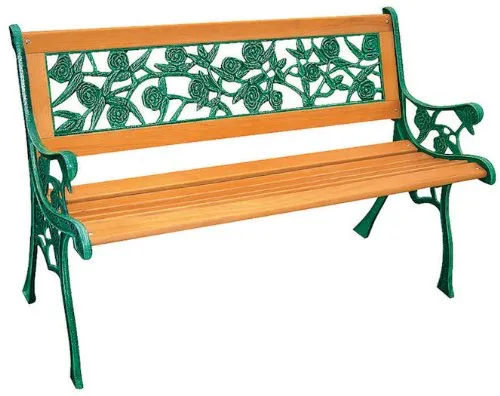 Spetebo Rosen Parkbank mit Gusseisen - Elegante Gartenbank - Witterungsbeständige Gartenbank aus Hartholz und schwerem Gusseisen mit kunstvollen Rosenmotiven, ideal für Garten und Terrasse.