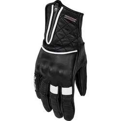 Rusty Stitches Lilly Damen Motorradhandschuhe - Schwarz/Weiß - XL - Elegante Lederhandschuhe für Damen mit optimalem Grip und Sicherheit. Zertifiziert nach EN13594, ausgestattet mit Knöchelprotektor und verstellbarem Verschluss für höchsten Komfort.