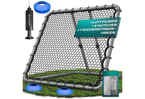 KESSER Rebounder, (Set inkl. Luftpumpe, 6 Markierungshütchen und 4 Widerstandshaken), Verstellbares Trainingsnetz für präzises Pass- und Schusstraining