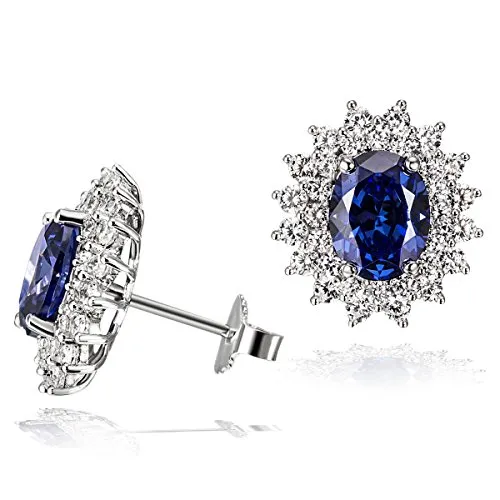 Goldmaid Damenohrstecker 925 Sterlingsilber mit Zirkonia - Ohrringe für Damen aus hochwertigem 925 Sterlingsilber, mit 2 tansanitfarbenen und 64 weißen Zirkonia, anlaufgeschützt und in Juwelierqualität – ideal als Geschenk!