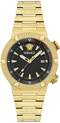 Versace VE8G00624 Greca Logo Diver 10 ATM schwarz gold Edelstahl Herren Uhr NEU