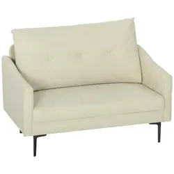HOMCOM 2-Sitzer Sofa 124 cm - Kompakte Couch in Cremeweiß mit dick gepolstertem Samtbezug, ideal für kleine Räume und bietet bis zu 240 kg Belastbarkeit für langanhaltenden Komfort.