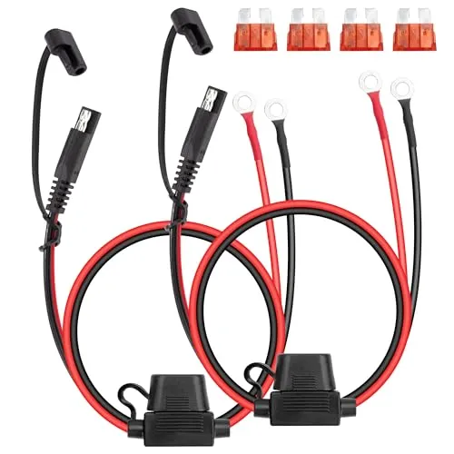 GUNGY SAE Anschluss Kabel 60cm 16AWG SAE-Verlängerungskabel Batterieladekabel SAE Stecker auf Ringklemme mit 10A Sicherung für Auto Motorrad Batterieladung