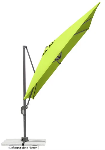 Schneider Ampelschirm Rhodos Junior apfelgrün 270 x 270 cm - Sonnenschirm mit quadratischer Bespannung, inkl. Schirmständer, ideal für Terrasse oder Garten - stilvoller Sonnenschutz in frischem Apfelgrün.