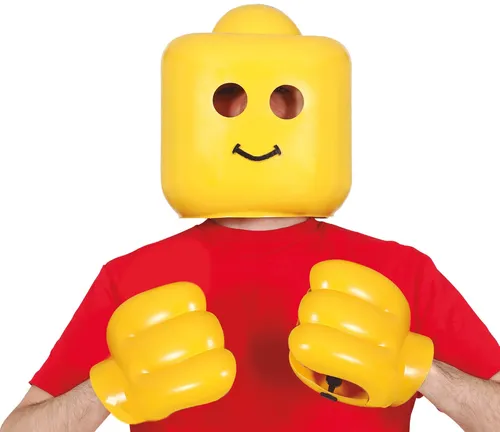 Lego Man Handschuhe Maske Outfit von Fiestas Guirca