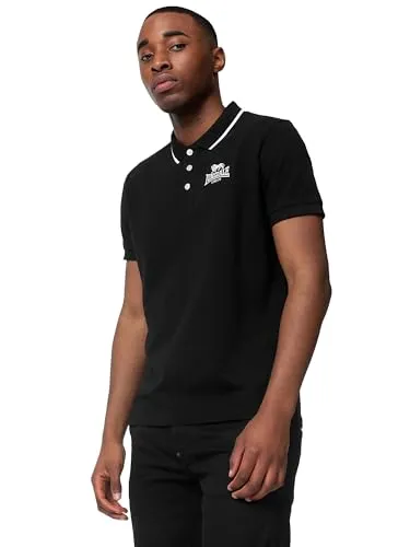 Herren Poloshirt BALLYGALLEY Black/White 3XL von Lonsdale - Poloshirt in normaler Passform, mit farblich abgesetzter Logo-Stickerei und hochwertiger Baumwolle für hohen Tragekomfort - ideal für aktive Freizeit.