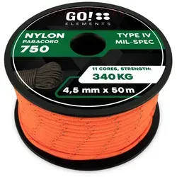 GO!elements Paracord 750 - 4,5mm Seil orange 50m
