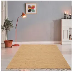 Theko Happy Cotton Teppich 100% Baumwolle, Rechteckig 70x140 cm, Beige - Teppich aus 100% Baumwolle, handgefertigt und waschmaschinengeeignet bis 30°. Ideal für gemütliche Wohnräume.