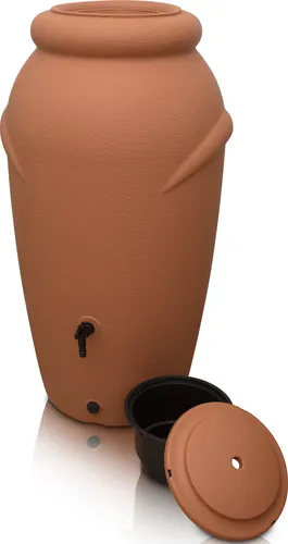 YourCasa Regentonne 210 Liter - Amphore Design - Regentonne in Terracotta mit 210L Kapazität, UV-beständig und bepflanzbar, ideal für Gartenliebhaber und umweltbewusste Wasserspeicherung.
