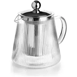 Ibili Teekanne ''Elegant'' 800 ml - Teekocher aus Borosilikatglas und Edelstahl, mit integriertem, herausnehmbaren Sieb für perfekten Genuss, tropffrei und geeignet für Elektro, Ceran, Gas und Halogen.