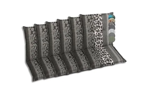 GO-DE Textil Bequeme und attraktive Polsterauflagen für Niederlehner-Gartenstühle (6er-Set, Leopard Anthrazit, Niederlehner)