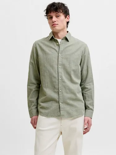 Jack & Jones Langarmhemd JJESUMMER LINEN BLEND SHIRT L/S SN Baumwollmischung, regular fit