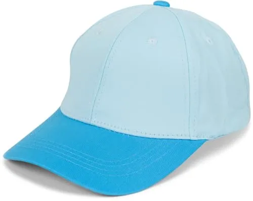 styleBREAKER Unisex Baseball Cap zweifarbig Pastell oder kräftig | 6-Panel Cap Mehrfarbig verstellbar mit Schnalle | Sommer Basecap aus Baumwolle, Farbe:Hellblau-Türkisblau