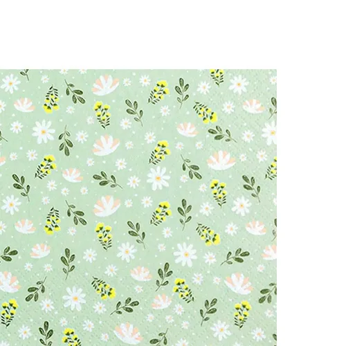 kleine Cocktailservietten Petites Fleurs mint Blüten Natur Garten 25x25cm 20