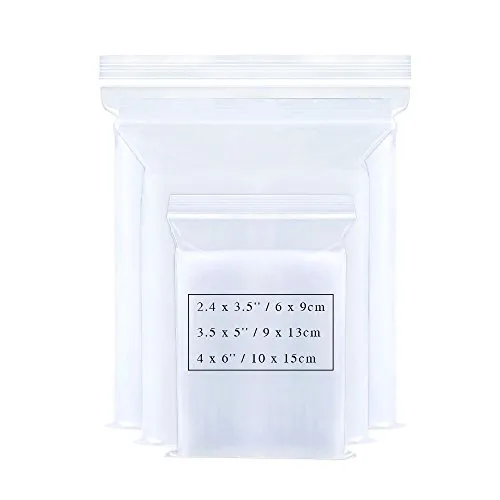 Zip Beutel 300stk Plastikbeutel Klein Tütchen 6x9cm/9x13cm/10x15cm Druckverschlussbeutel Transparent Verschlussbeutel Polybeutel für Schmuckverpackungen Bonbons Bäckerei Kekse