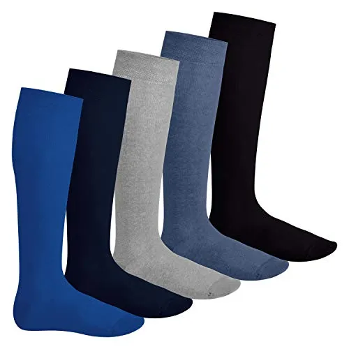 Footstar Herren & Damen Kniestrümpfe (5 Paar), Klassische Strümpfe aus Baumwolle - Everyday! - Jeanstöne 35-38