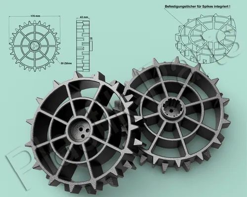 Antriebsräder 2er Set für BOSCH Indego XS300, S+350, S500, S+500, M700, M+700 - Rasenmäher-Zubehör, langlebige Ersatzräder aus robustem Kunststoff, ideal für die optimale Leistung Ihres Bosch Mähroboters.