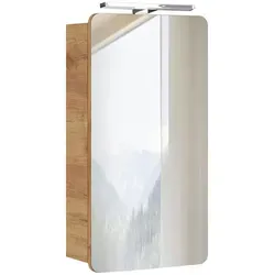 Lomadox Spiegelschrank LUTON-56 mit LED-Beleuchtung - Spiegelschrank in Wotan Eiche Nb. mit Soft-Close-Tür, 3 Fächern und LED-Beleuchtung – ideal für modernes Badezimmerdesign.