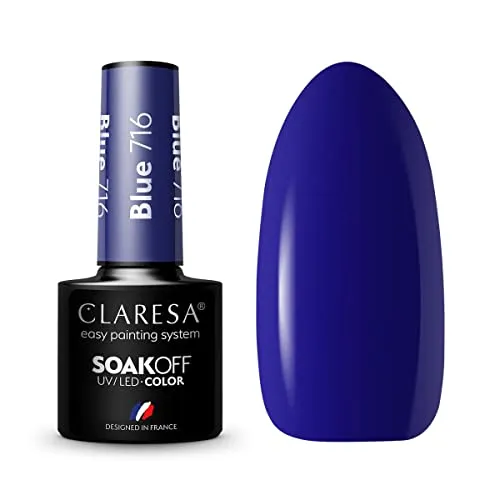 Claresa UV LED Nagellack Collection Hybrid Maniküre Soak Off Nail Polish, Farbe Blau, Nr 716, 5ml
