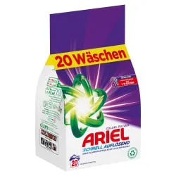Ariel Color+ Pulverwaschmittel 1,2 kg - Frischer Duft und strahlende Reinheit - Waschmittel für 20 Waschladungen, löst sich schnell in Wasser auf und verhindert Rückstände, selbst bei niedrigen Temperaturen.