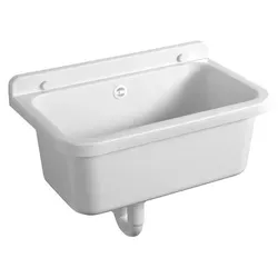 Aqualine Waschtisch Hänge-Ausgussbecken 55x34cm – Weiß - Praktisches Hänge-Ausgussbecken aus robustem Kunststoff, ideal für kleine Badezimmer. Inklusive Siphon und Überlaufgarnitur, sorgt für eine einfache Installation und ansprechende Optik.