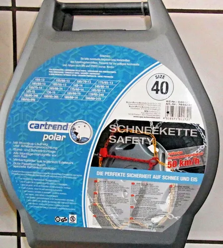 Schneeketten Safety Cartrend Polar 40 - Art.Nr. 7848240 - Schnee-, Anti-Rutsch-Ketten & Schneesocken, robuste Stahl-Schneeketten für optimale Traktion und Sicherheit auf verschneiten Straßen.