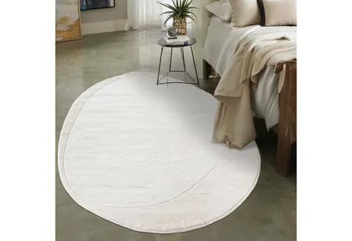 Mazovia Designteppich Modern Unregelmäßig Teppich Weich Teppich für Wohnzimmer Beige Creme, 80 x 150 cm, Fußbodenheizung
