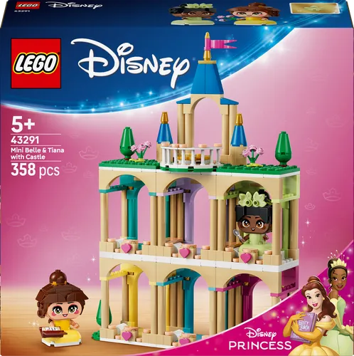 LEGO Mini-Prinzessinnen Belle und Tiana mit Schloss - 43291 - Kreiere Abenteuer mit Belle und Tiana in ihrem beeindruckenden Schloss! Baue die Figuren und entdecke den geheimen Turm. Perfekt für fantasievolles Spiel mit Freunden.