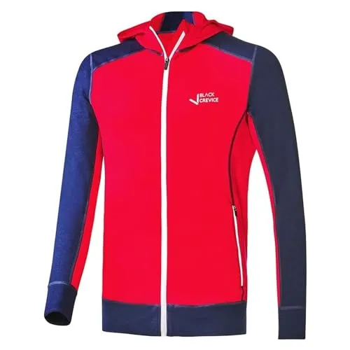 Black Crevice Herren Merino Kapuzenjacke XXL - Outdoor Fleecejacke aus 70% Merinowolle, geruchshemmend und temperaturregulierend – ideal für stilvolle Outdoor-Abenteuer.