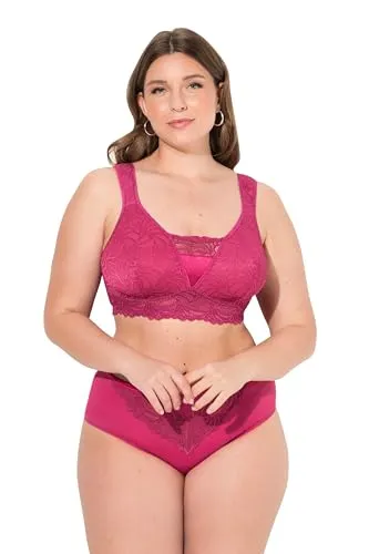 Ulla Popken Damen Plus Size Bralette - Klassische BHs für Damen, aus transparenter Spitze, ohne Bügel für höchsten Tragekomfort, mit breiten, verstellbaren Trägern und breitem Rückenteil.