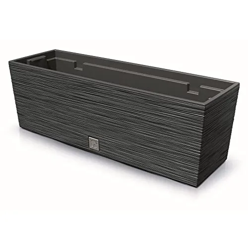 botle Blumenkasten Meißel Balkonkasten Pflanzkasten Anthrazit L 58 cm mit Topf Einsatz Pflanzkübel Einzigartiger Blumentopf Kunststoff