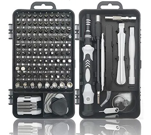 Pardarsey 115 in 1 Elektronik-Präzisions-Schraubendreher-Set mit tragbarer Tasche kompatibel für Computer, Handy, PC, iPhone, Schoß, Schwarz