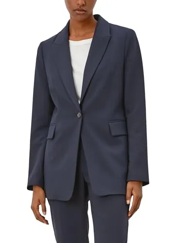 s.Oliver BLACK LABEL Longblazer aus Viskosemix in Dark Navy - Eleganter Damenblazer mit regulärer Passform, weich und hochwertig, ideal für besondere Anlässe oder das Büro.
