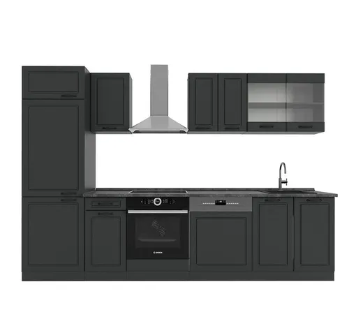 Vicco Küchenzeile R-Line 300 cm, Anthrazit Landhaus - Moderne Küchenzeile mit höhenverstellbaren Füßen für ergonomisches Kochen. Ideal für kreative Küchenlösungen und in verschiedenen Konfigurationen erhältlich.