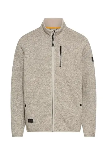 camel active Herren Strickjacke mit Stehkragen Hafer - Herrenbekleidung mit Brusttasche und reflektierenden Details, ideal für stilvolle Outfits im Alltag, Regular Fit für optimalen Tragekomfort.