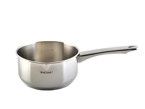 Wecook! Stielkasserolle 16cm, kasserolle, klein, kleiner Topf Induktion 1,5l, Edelstahl, stapelbar, für kleine Portionen, Singlehaushalt