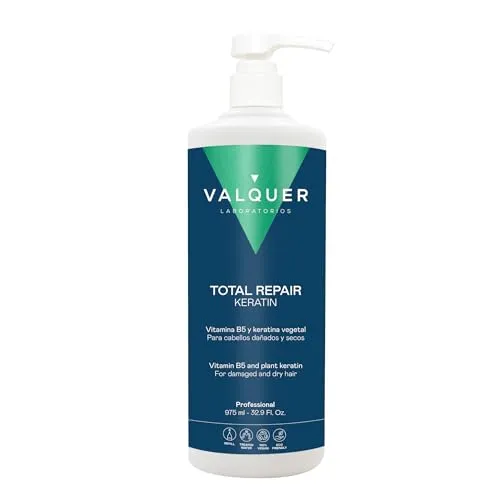Valquer Pure Keratin Total Repair Tiefenreparierende Haarbehandlung mit Sofortwirkung für geschädigtes und trockenes Haar. Mit Phytokeratin und Vitamin B5. Vegan. 1 Liter.