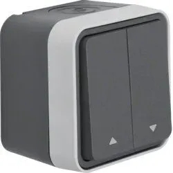 Berker 30753525 J-SCH BDR PFEIL WP GRAU - 1-poliger Jalousie-Serienschalter mit elektrischer Verriegelung, ideal für sichere Rollladensteuerung und einfache Montage