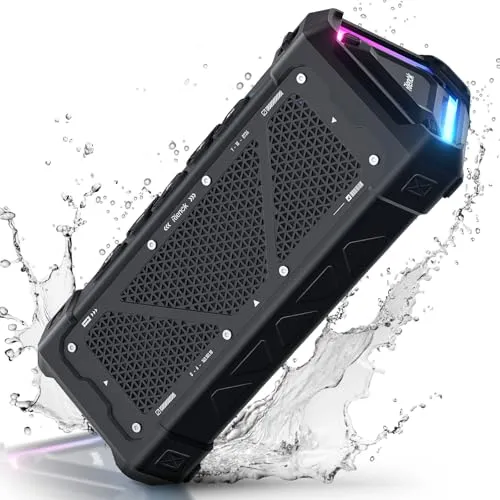 RIENOK S11 Bluetooth Lautsprecher 30W - Tragbarer Bluetooth-Lautsprecher mit 30W kraftvollem Sound, IPX7 wasserdicht und bis zu 24 Stunden Akku. Perfekt für Partys, Outdoor-Aktivitäten und Strandbesuche.