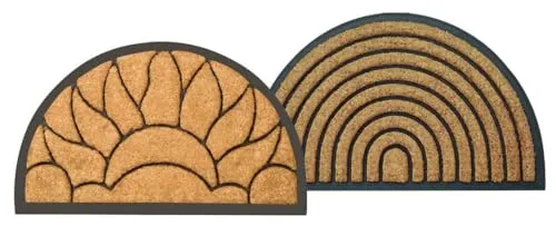 Kokosmatte, halbrund mit Gummirücken, schwere Qualität (Motiv Flamme)