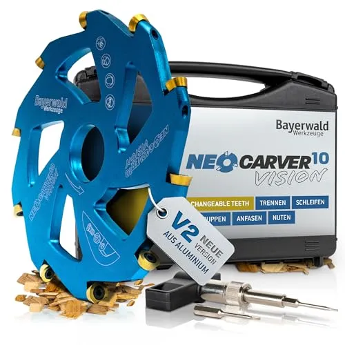 Bayerwald NeoCarver 10 Vision V2 - Hartmetall Frässcheibe für Holz - Sonstige - Hochfester Aluminiumgrundkörper mit optimierter Zahngeometrie für schnelleren Abtrag und maximale Lebensdauer, ideal für Profis und Hobbyhandwerker!