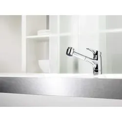 Hansamix Spültischmischer mit herausziehbarer Geschirrbrause - Armaturen mit 235 mm Ausladung, ideal für flexibles Spülen und einfaches Abspülen von Geschirr. Perfekt für moderne Küchen.