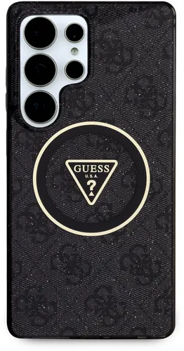 Guess Etui 4G Glitter Triangle für Samsung Galaxy S25 Ultra - Stylische Smartphone Hülle mit Glitzer-Design und MagSafe-Kompatibilität, bietet perfekten Schutz und einen glamourösen Look für dein Samsung Galaxy S25 Ultra.